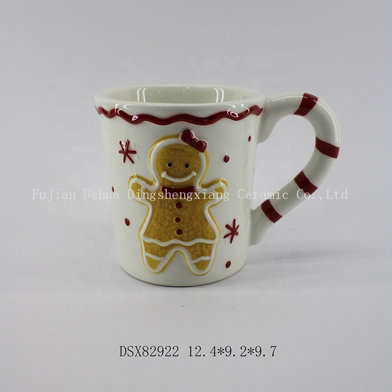 Fine New bone China Porcelain Home Tableware Christmas Ceramic Dolomite mug with cookie people design