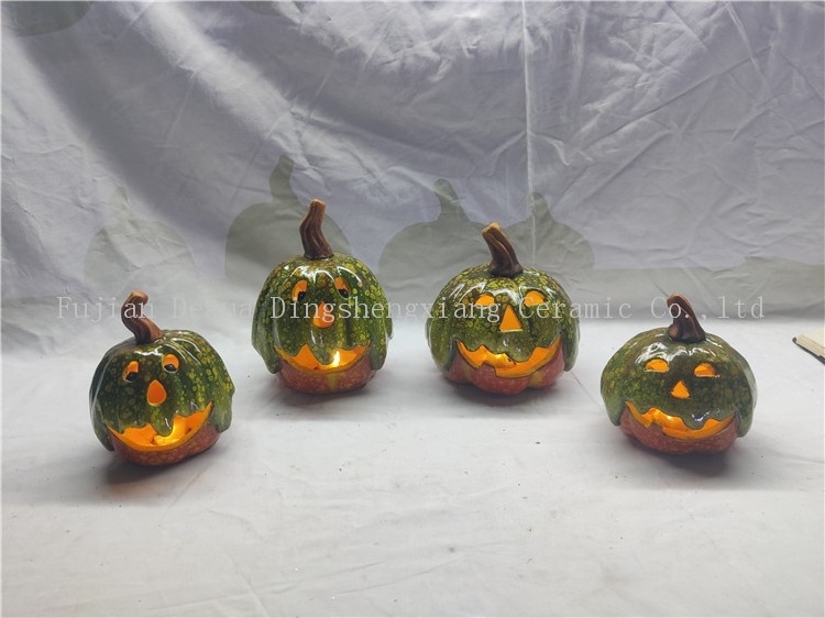 New shape Halloween Pumpkin Orange color Ceramic Pumpkin crafts