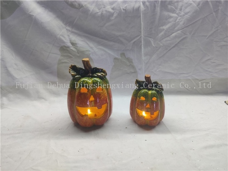 New shape Halloween Pumpkin Orange color Ceramic Pumpkin crafts