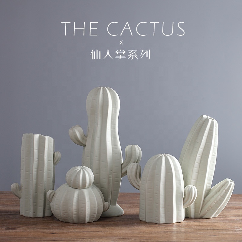 Factory Wholesale Hot Selling Nordic Modern Ceramics Creative Cactus Ornaments Minimalist Bedroom Furnishings Home Decoration