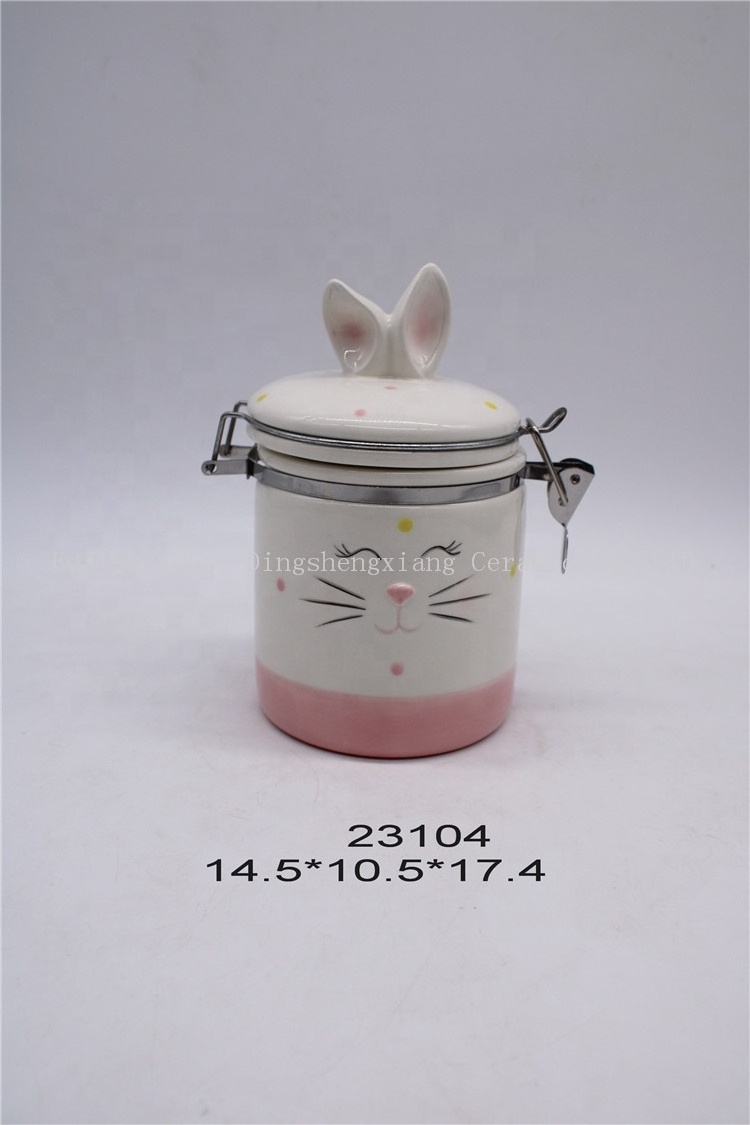 Cute Pearl Glaze Ceramic Easter Bunny Rabbit Tea Pot For Office and Home