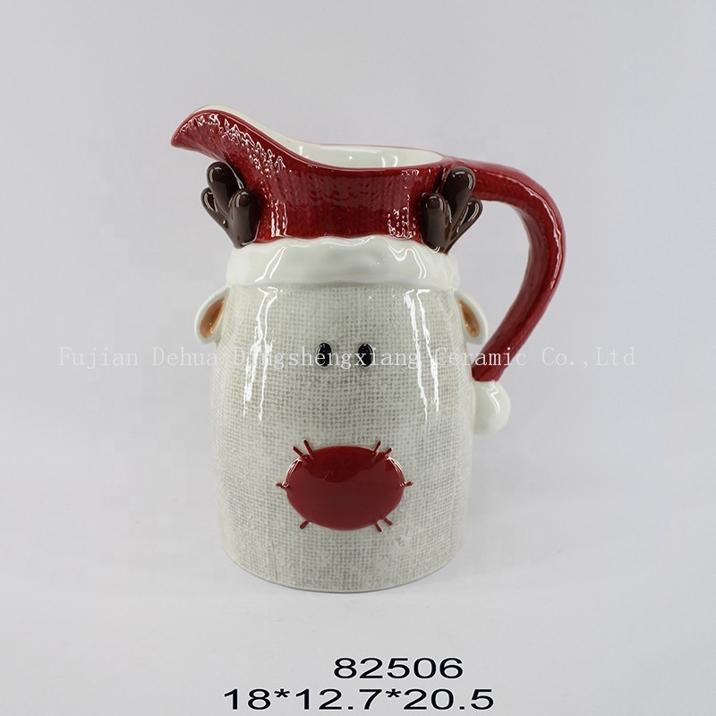 Christmas Custom Logo Ceramic Food Container Storage Customized Candy Cookie Jar with Reindeer Shaped