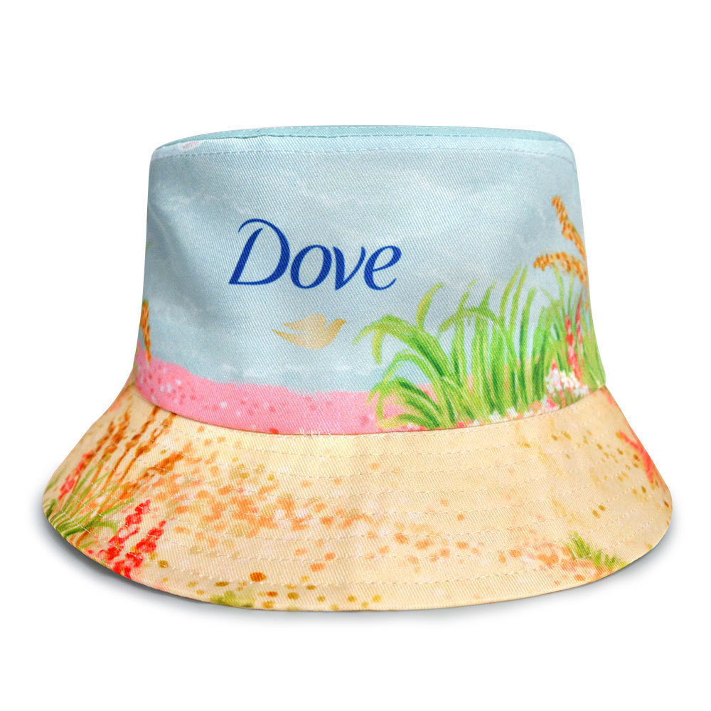 Custom Full Print Bucket Hat Polyester Bucket Hats   Thermal Sublimation Logo Bucket Hat