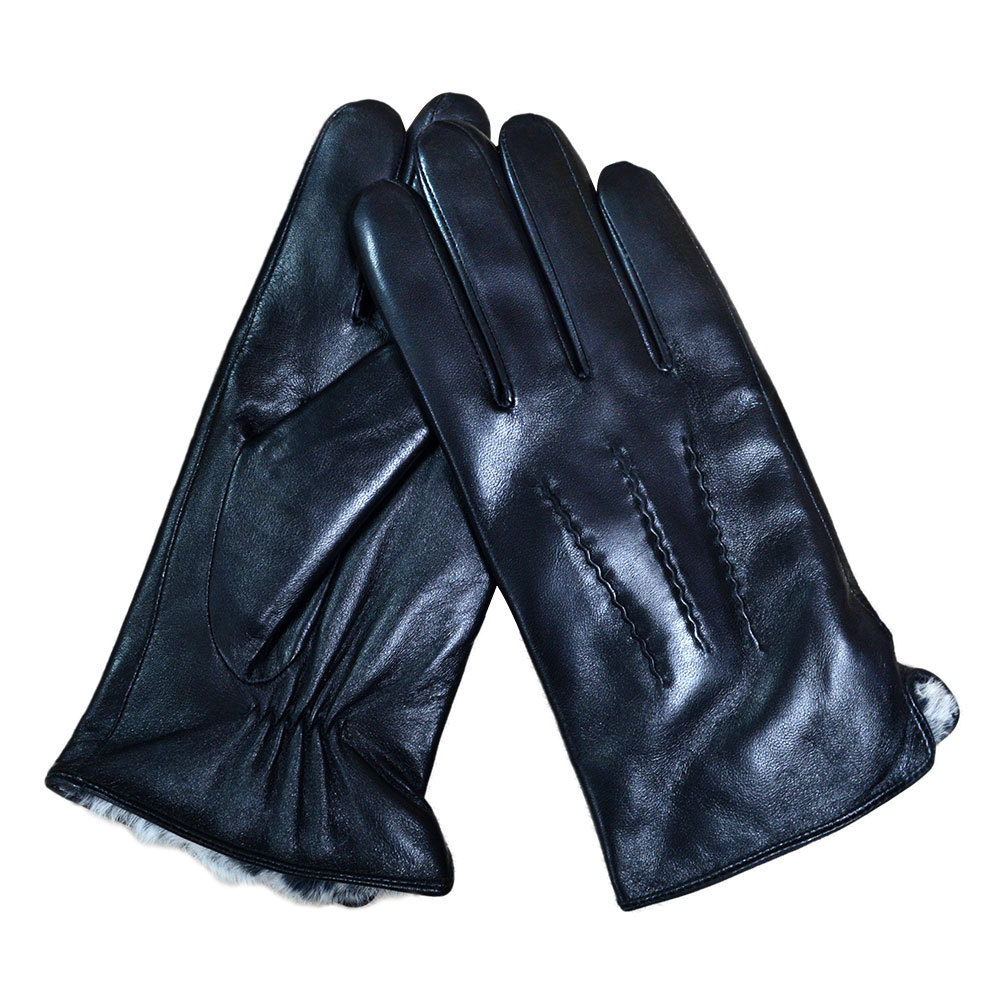 Sheepskin Rabbit Fur Gloves Real  Leather Outdoor Sports Gloves Cycling Motorbike Man Leather Gloves