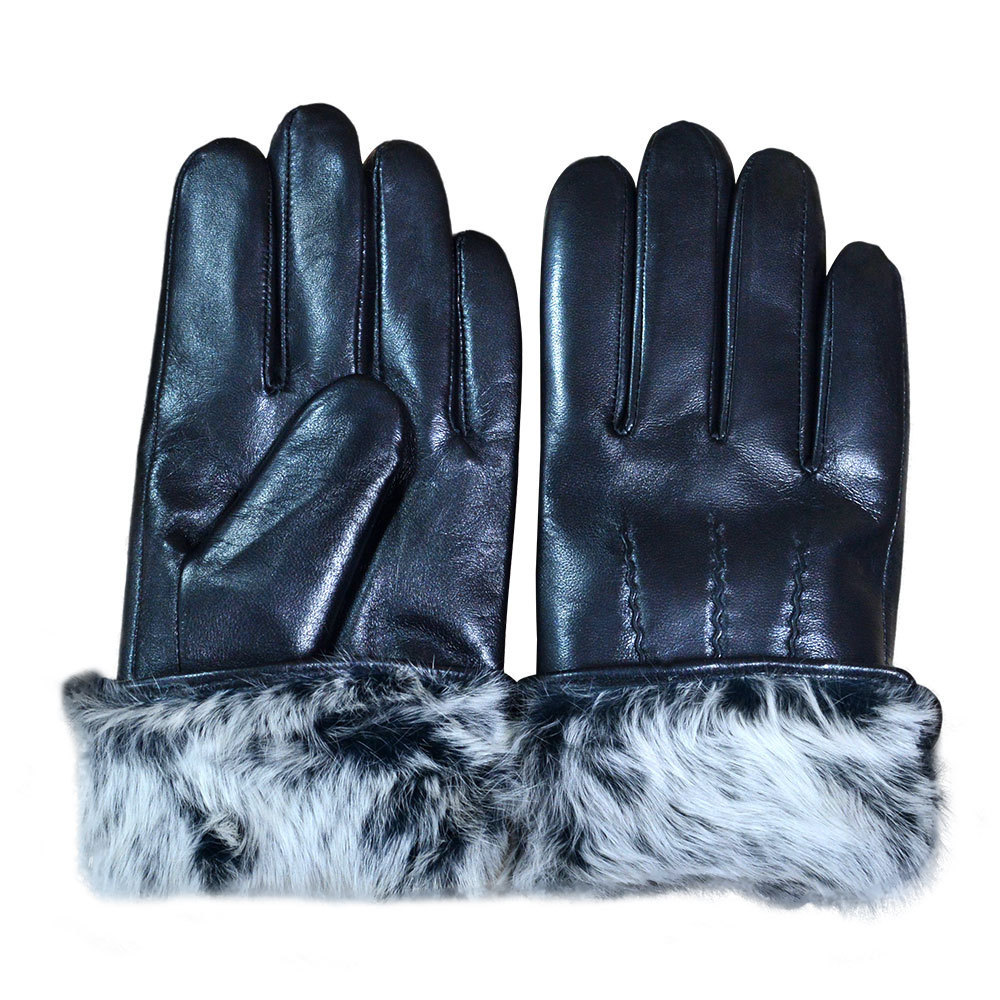 Sheepskin Rabbit Fur Gloves Real  Leather Outdoor Sports Gloves Cycling Motorbike Man Leather Gloves