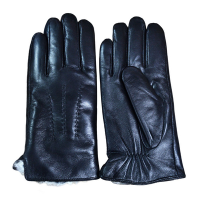 Sheepskin Rabbit Fur Gloves Real  Leather Outdoor Sports Gloves Cycling Motorbike Man Leather Gloves