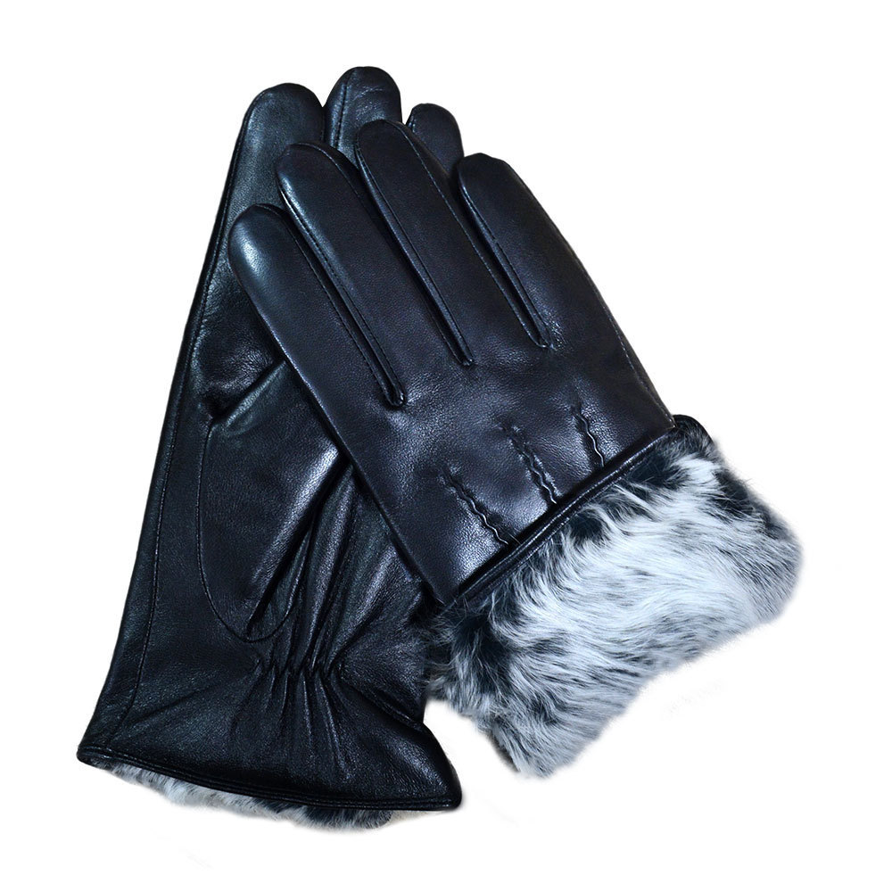 Sheepskin Rabbit Fur Gloves Real  Leather Outdoor Sports Gloves Cycling Motorbike Man Leather Gloves