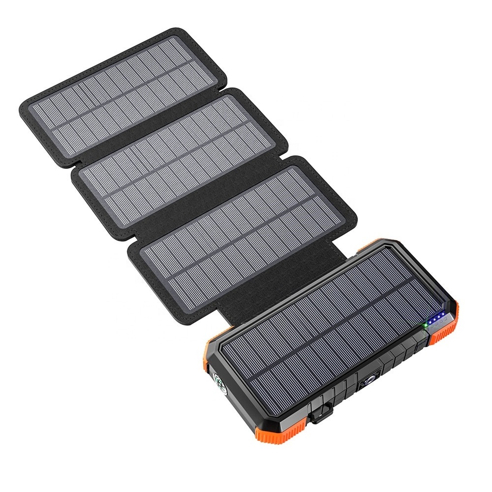 BLAVOR PN-W12 Plus Solar Charger 20000mAh Power Bank with 4 Solar Panels Portable Phone Charger Battery Pack For Outdoor camping