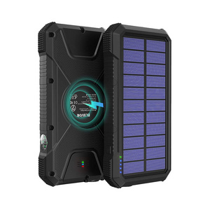 New OEM Solar Charger PD18W QC 3.0 Portable Fast charge Wireless Charger Waterproof Flashlight Compass 20000mAh Power Bank