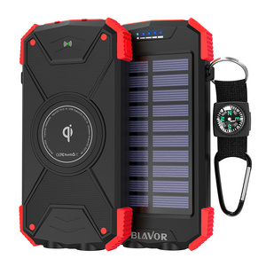 power bank solar 100000 mah outdoor solar Qi wireless charge flashlight 10000mAh portable charge power bank