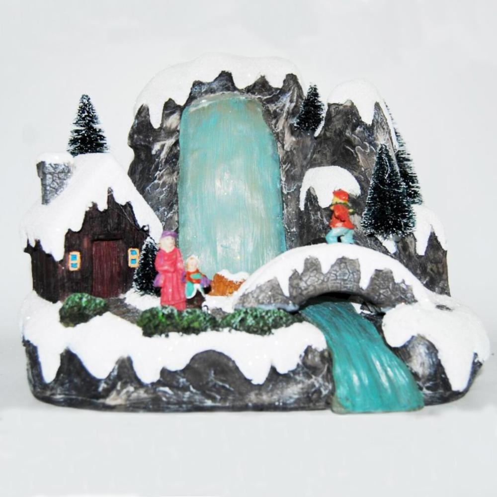 Battery Operated Snow Scene Resin Led Lights Christmas Village