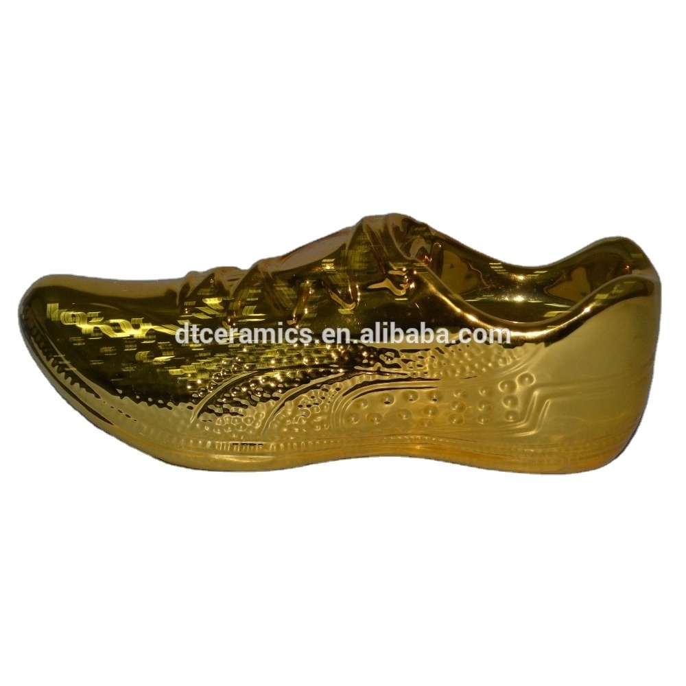 electroplated gold ceramic shoe figures