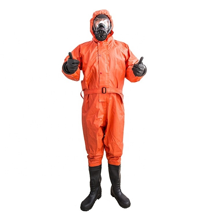 protective chemical resistant coveralls with zipper cover flap