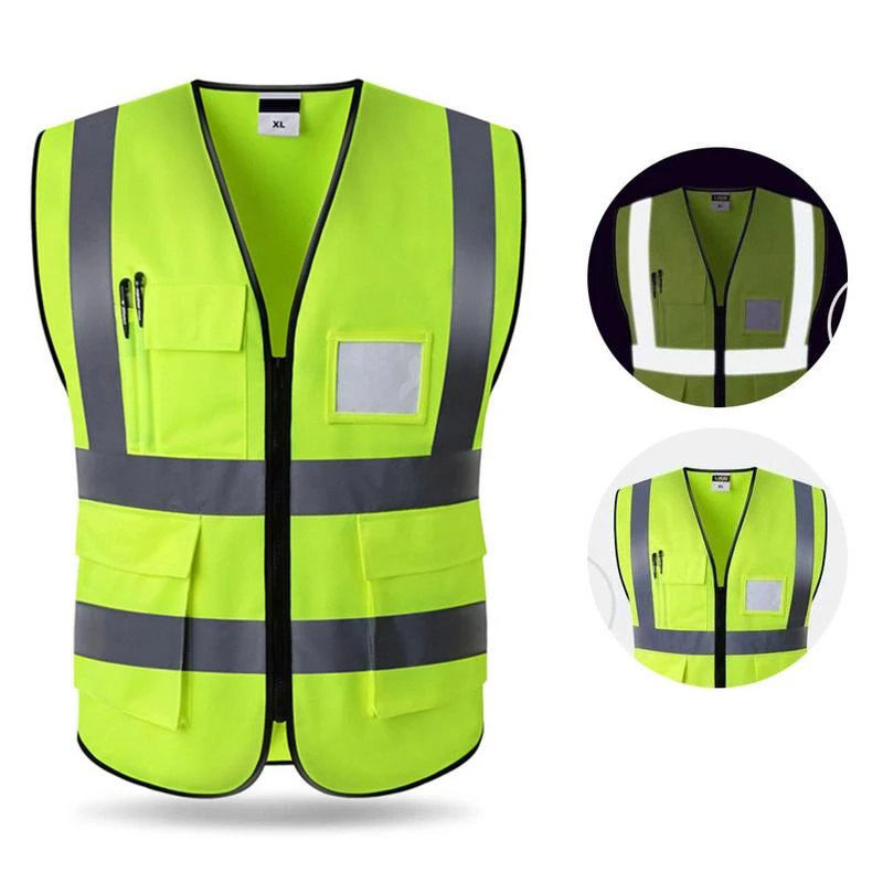 High Visibility Safety High Reflective Strip Neon Yellow Vest