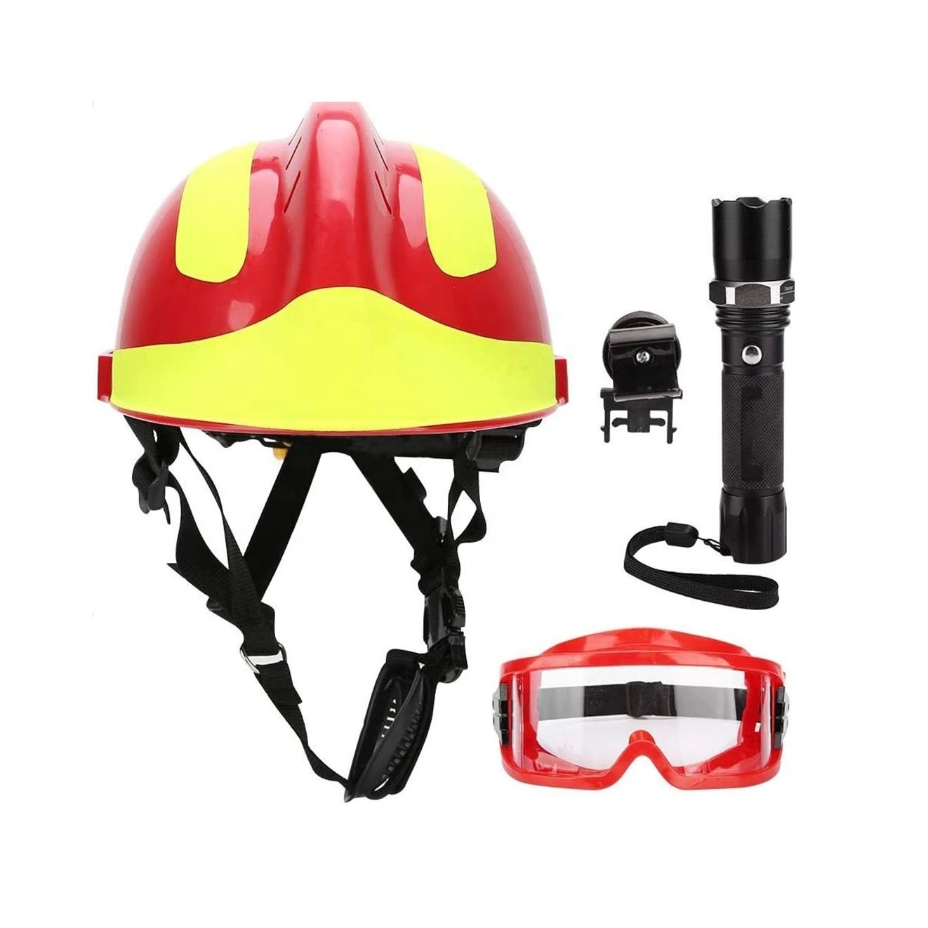 High Quality Fire Helmets Rescue Equipment Shock-absorption Fire Helmets with Flashlight Lights