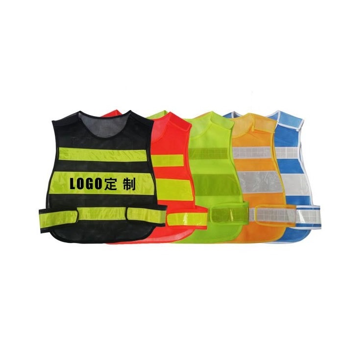 Wholesale Customized Logo Printed Orange or Yellow Reflective High visibility Safety Work Vest with Zipper