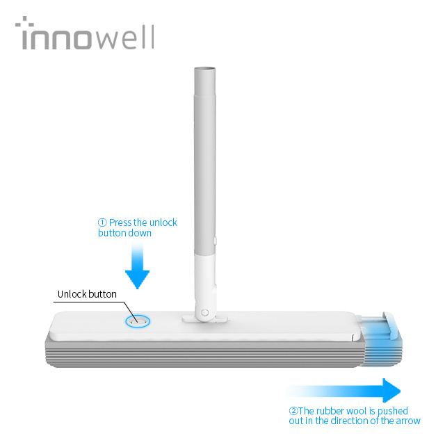 Innowell new design wholesale easy use hand free floor cleaning Water Squeeze PVA sponge mop for kitchen bathroom dining room