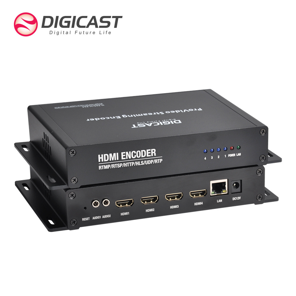 DMB-8904A-EC UDP RTSP RTMP Live Streaming Video Encoder H.265 1080P 4 Channel IPTV Encoder