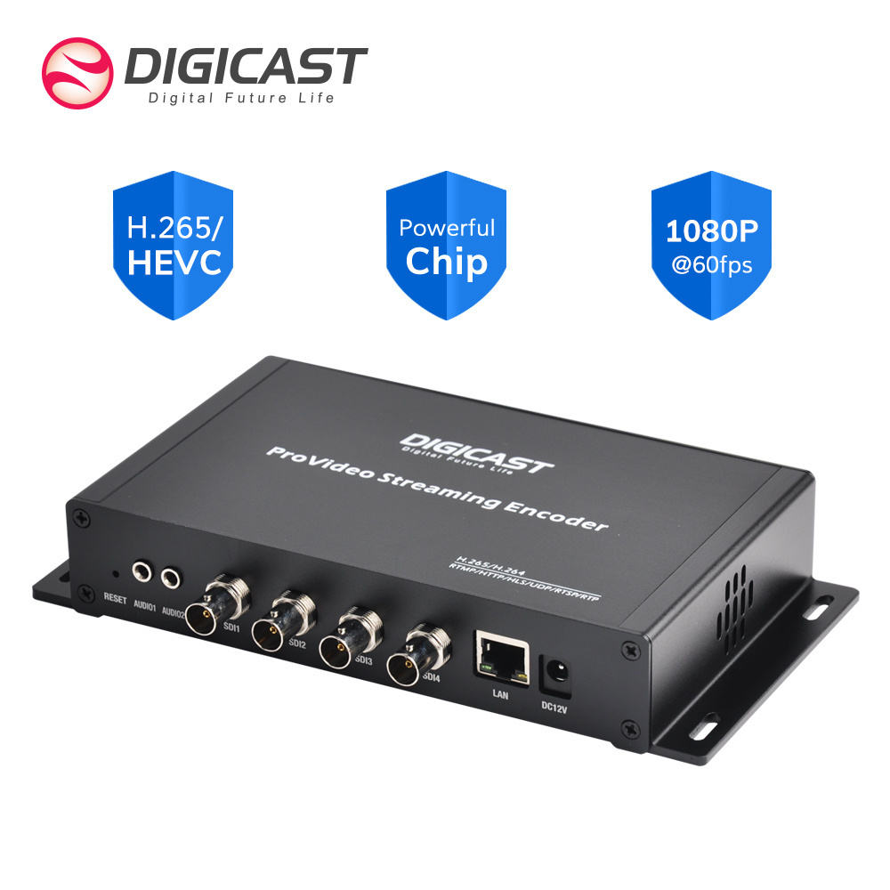 DMB-8904A 4 Channels SDI H264 H.265 Live Streeming full HD 1080P@30fps Video Encoder