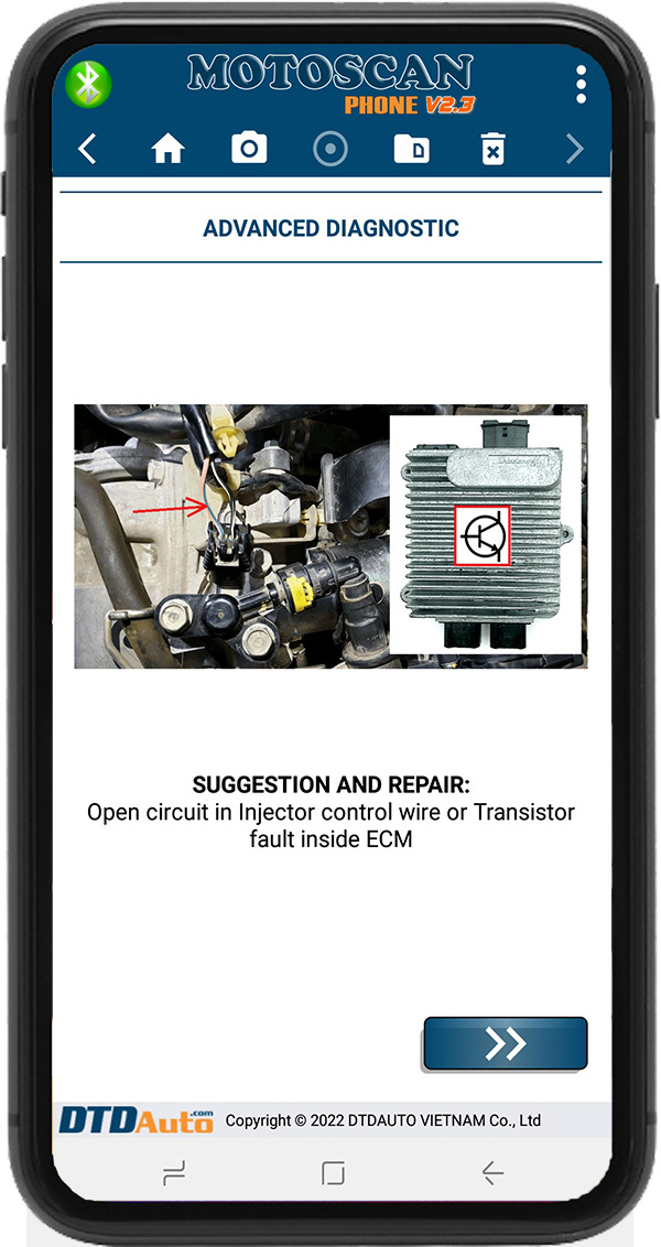 Motoscan Phone Smart Device To Diagnose Diagnose faults by the automatic data analyzing and interviewing the technicians