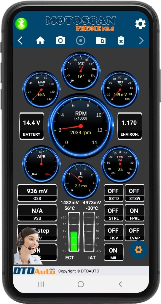 DTDAUTO MOTOSCAN PHONE - Tools diagnosing without OBD fault code, O-D-O value correction, ECU signal simulating