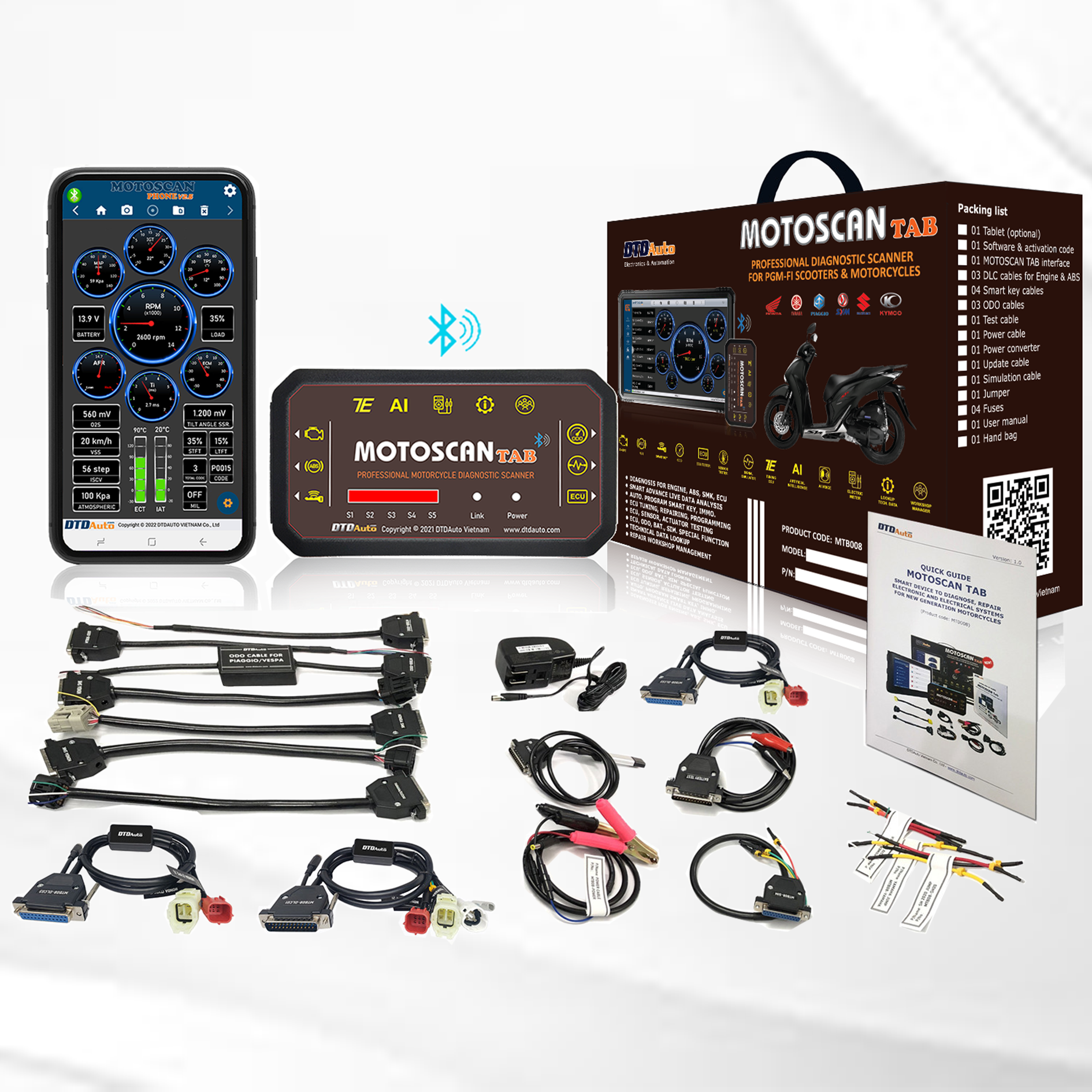 Motoscan Phone Smart Device To Diagnose Diagnose faults by the automatic data analyzing and interviewing the technicians