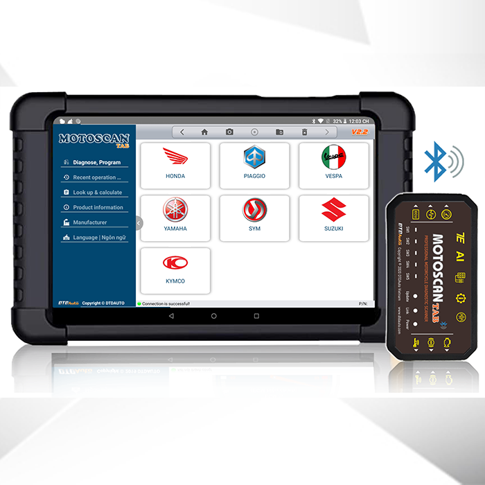 A high-end product that analyzes and determines faults of electronic fuel injection motorcycles: MOTOSCAN TAB