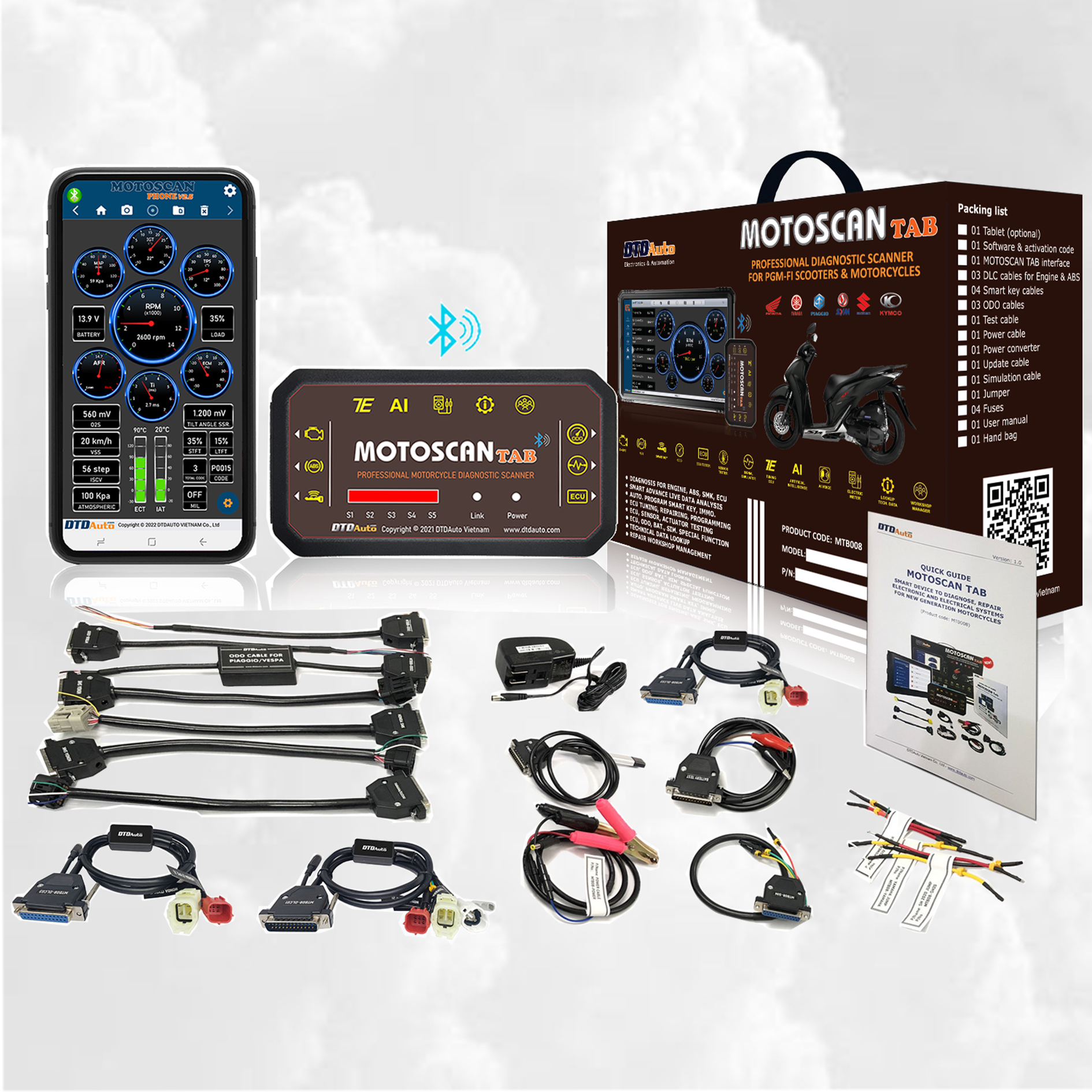 DTDAUTO MOTOSCAN PHONE - Diagnostic Device Connect to OBD Simulate signals Test ECUs, sensor, actuator Measure engine speed