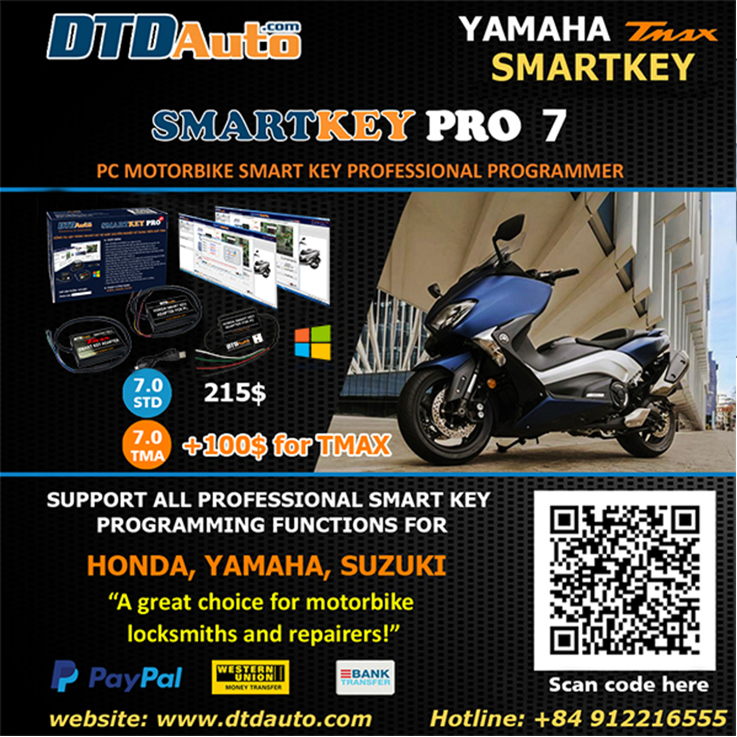 SMARTKEY PRO 7 - PC MOTORBIKE SMARTKEY PROFESSIONAL PROGRAMMER Scan scooter Lost all keys