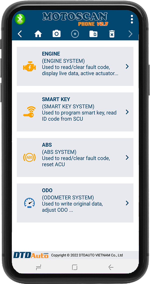 Motoscan Phone Full Option with remote key fob hardware Useful Vehicle Tools Help Diagnose Electric Faults ECU Vespa