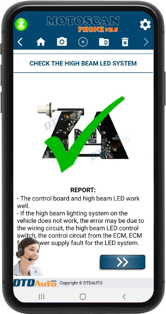 DTDAUTO MOTOSCAN PHONE Read Fault Codes In ECM Reset ECM Check depth A/F ratio Rescue ECM Display of fault code Information