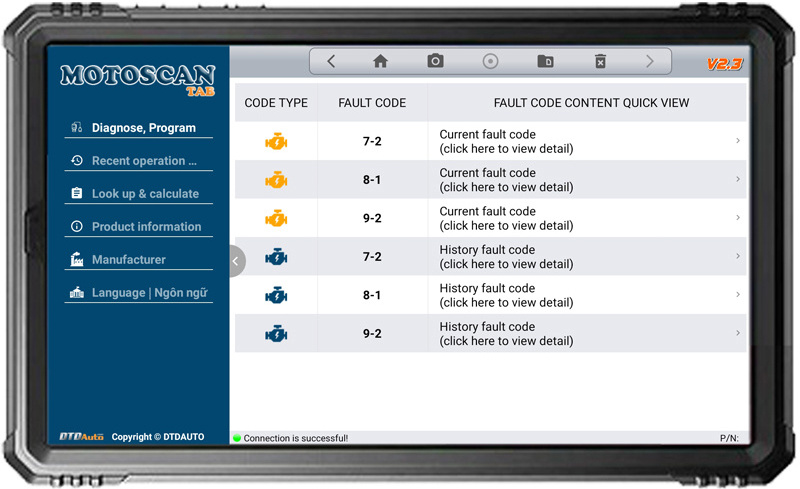 Motoscan Tab Special Version SmartKey Tool Measure the air/fuel ratio (A/F) to assess the instantaneous fuel consumption