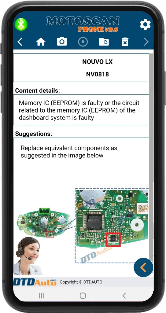 DTDAuto Motoscan Phone - Motorcycles Diagnostic Device Repairing faults for Engine, ABS system, Smart Key connect via Blue-tooth