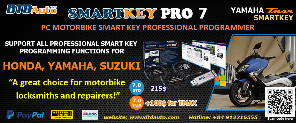 SMARTKEY PRO 7 - Smart key programmer for motorbikes using the MOTODATA software on window O.S computer