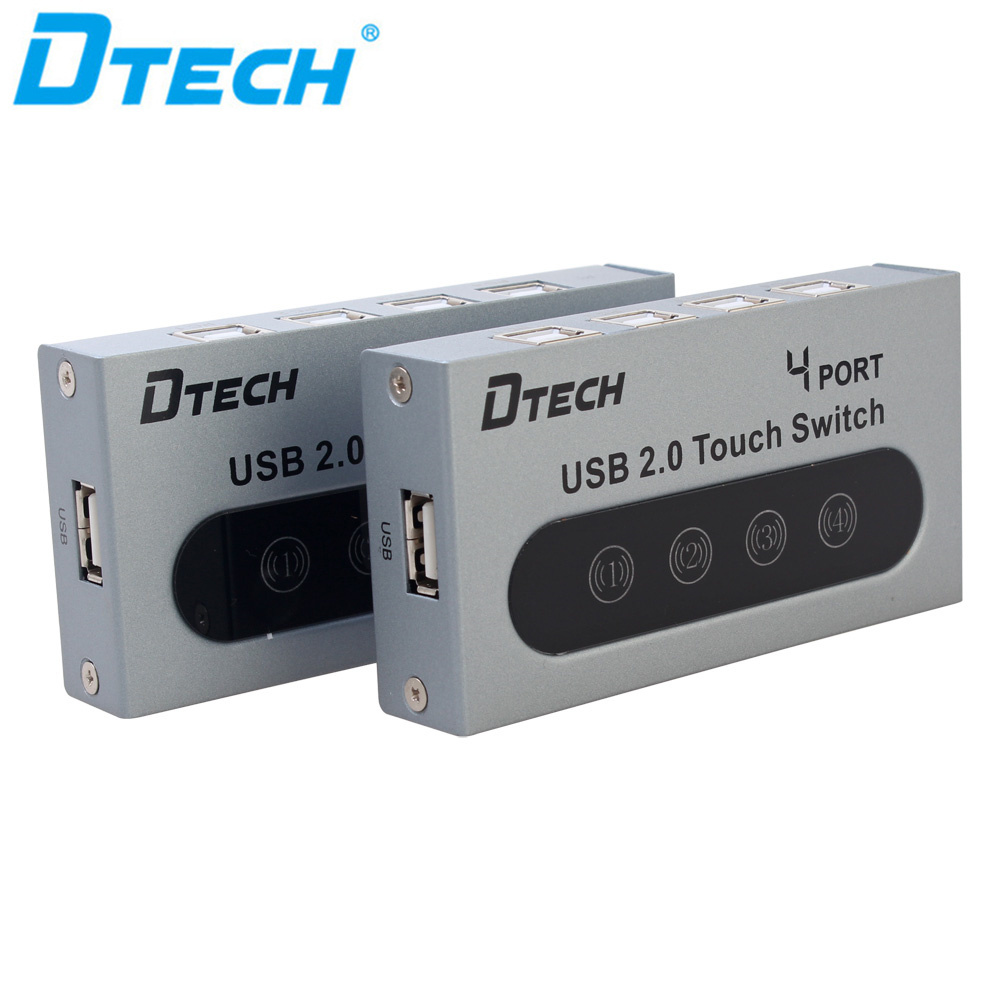 DTECH high quality hot selling industrial Ethernet Network 4 port USB2.0 touch switch sharing