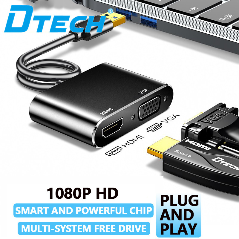 Multiport Dual Output Display HD 1080P USB 3.0 to HDMI VGA Adapter Cable  Audio Video Converter