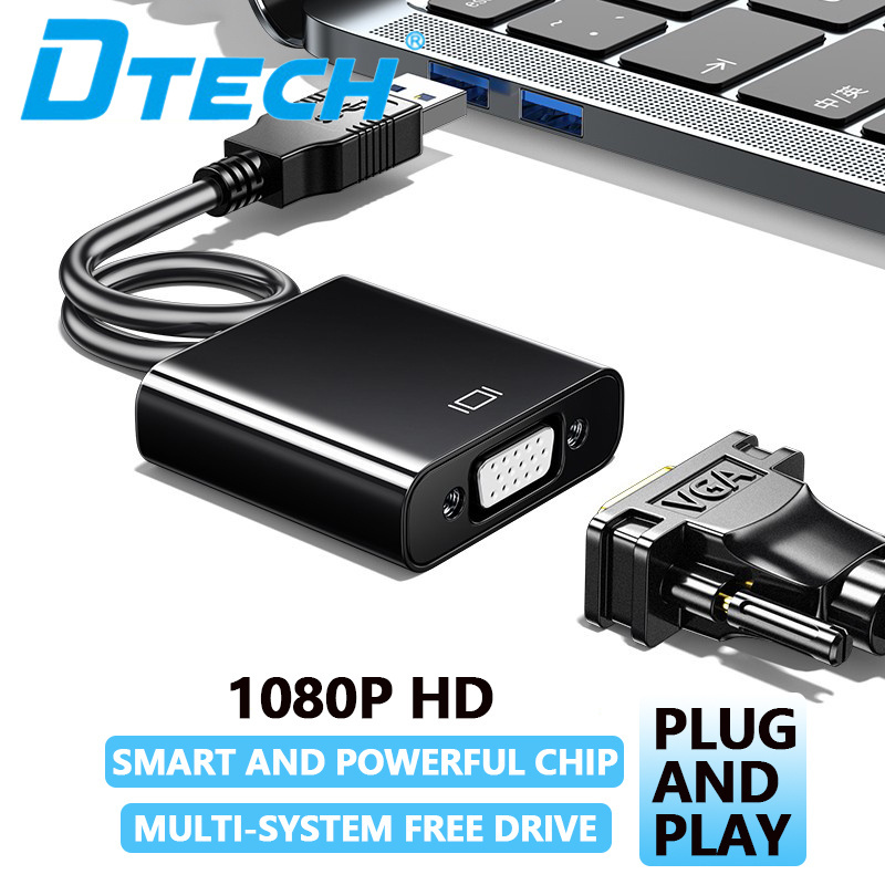 DTECH USB 3.0 to VGA Video Graphics Adapter 0.2M 1080P HD USB Male to VGA Female Adapter Cable Converter