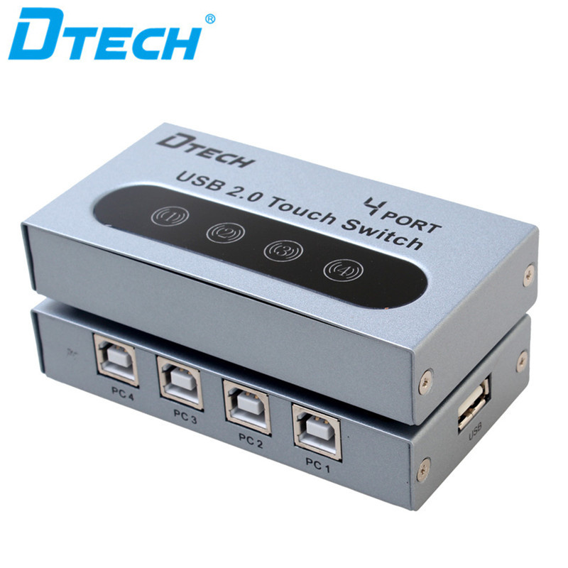 DTECH USB 2.0 touch control sharing switcher 4X1 high speed 4 port 4 input 1 output audio video switch for camera keyboard hubs