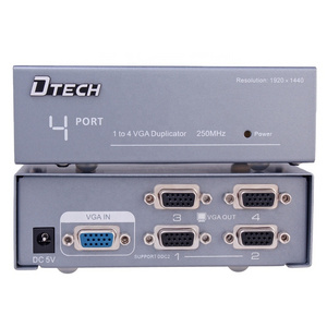 DTECH high quality 1920*1080@60Hz vga splitter switch 1 input 4 output 250MHz-3dB VGA video audio splitter