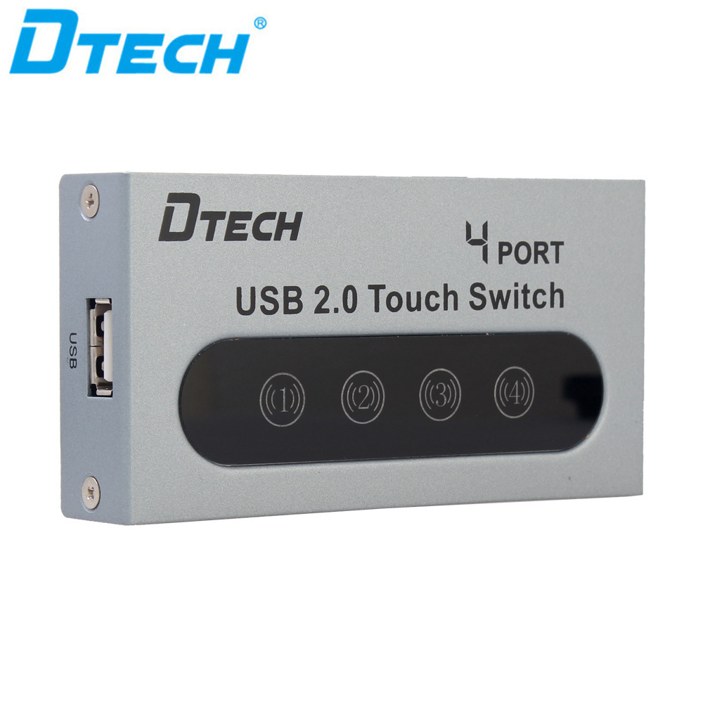 DTECH USB 2.0 touch control sharing switcher 4X1 high speed 4 port 4 input 1 output audio video switch for camera keyboard hubs