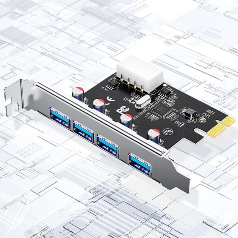 DTECH PCI-e 1X4X8X16X Slot to 4 USB 3.0 Ports HUB 5Gbps Speed PCI-E Expansion Express Card Adapter