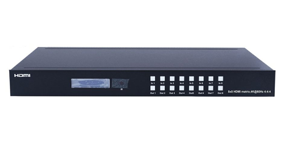 DTECH 4kx2k HDMI 2.0 matrix switch 8x8 8 HDMI inputs 8 HDMI outputs digital audio support RS232 IP IR web GUI HD matrix