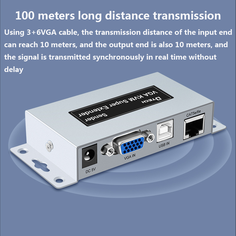 Dtech High Definition USB 1.1 Extender Support Cat5e Cat6e VGA KVM 100 Meters Extender