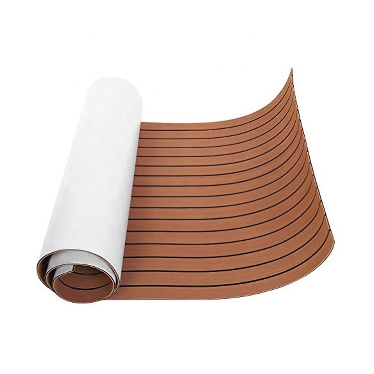 Rolls Self Adhesive Non Slip Faux Teak Marine Carpet Boat Flooring EVA Foam Decking Sheet for Pontoon Yacht RV Floor Deck Pad