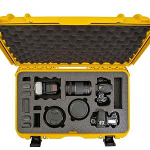 Custom shockproof waterproof transport storage protects hard plastic camera case with custom shaped foam inserts