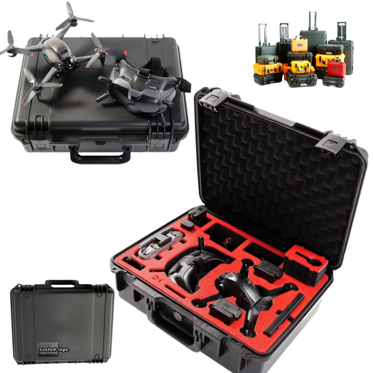 Custom Wheeled Carrying Case for IP 67 waterproof durable hard plastic outdoor pelican trolley DJI drone case with foam inserts