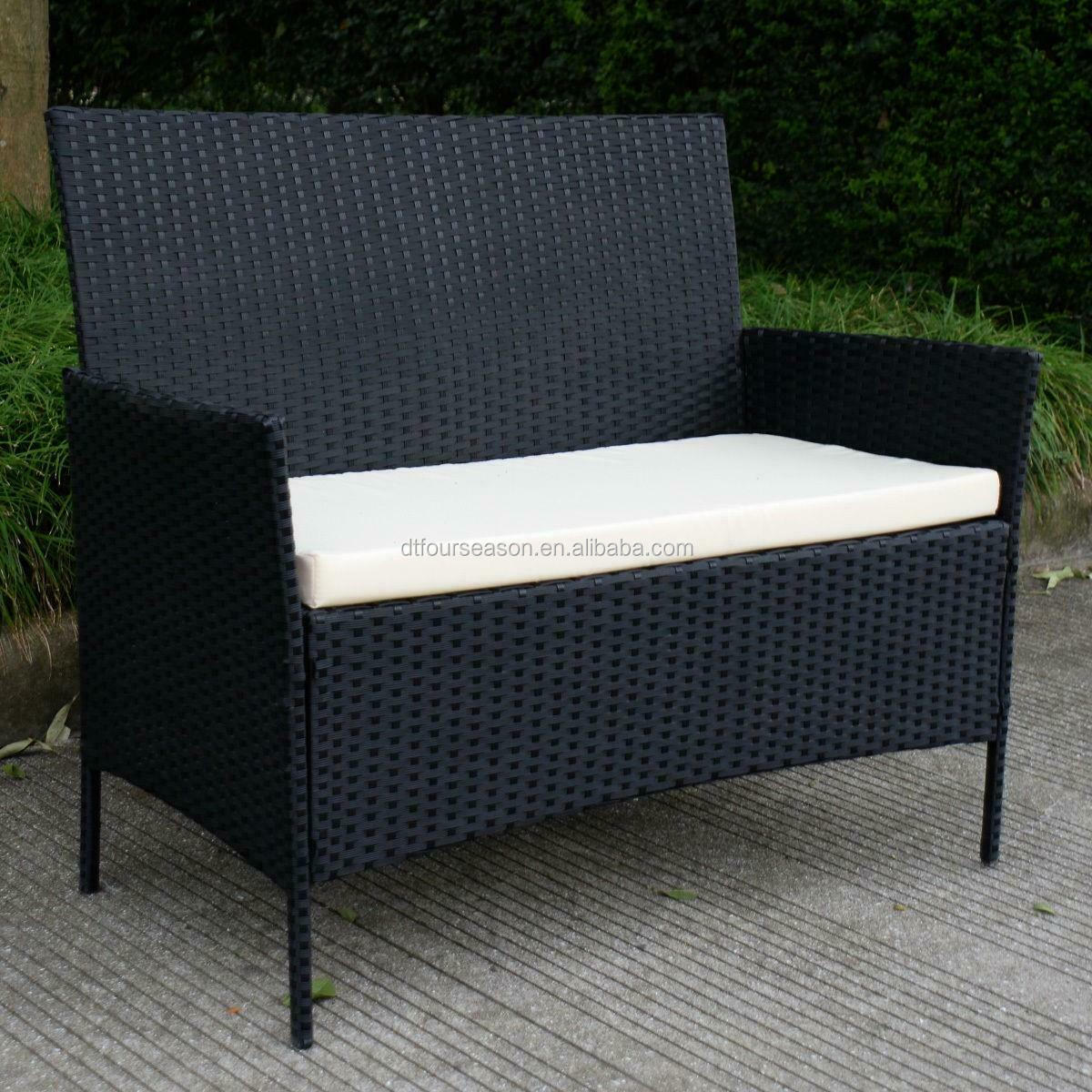 Chair Cushioned Black Beach Rattan Wicker Patio Furniture Set 4 pcs Outdoor New