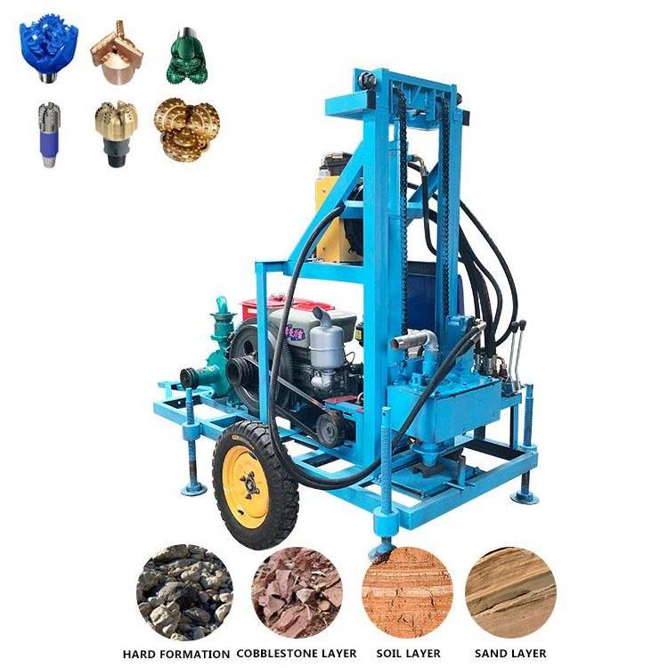 Simple Hydraulic Swivel 100m Diesel Engine Water Well Drilling Rig Machine