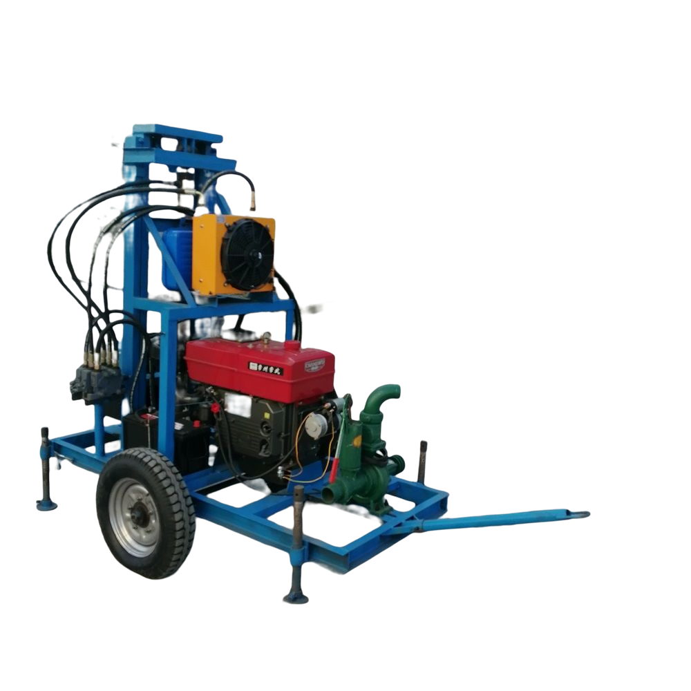 Simple Hydraulic Swivel 100m Diesel Engine Water Well Drilling Rig Machine