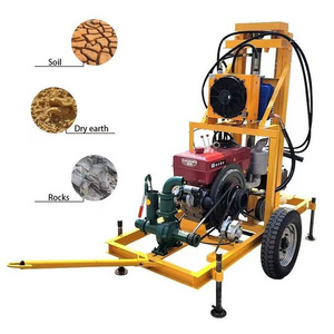 Simple Hydraulic Swivel 100m Diesel Engine Water Well Drilling Rig Machine